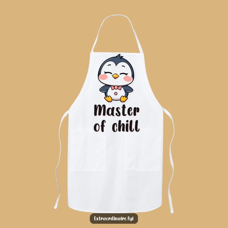 Funny Dapper Penguin Wink Apron: Confident Chef Character for the Kitchen