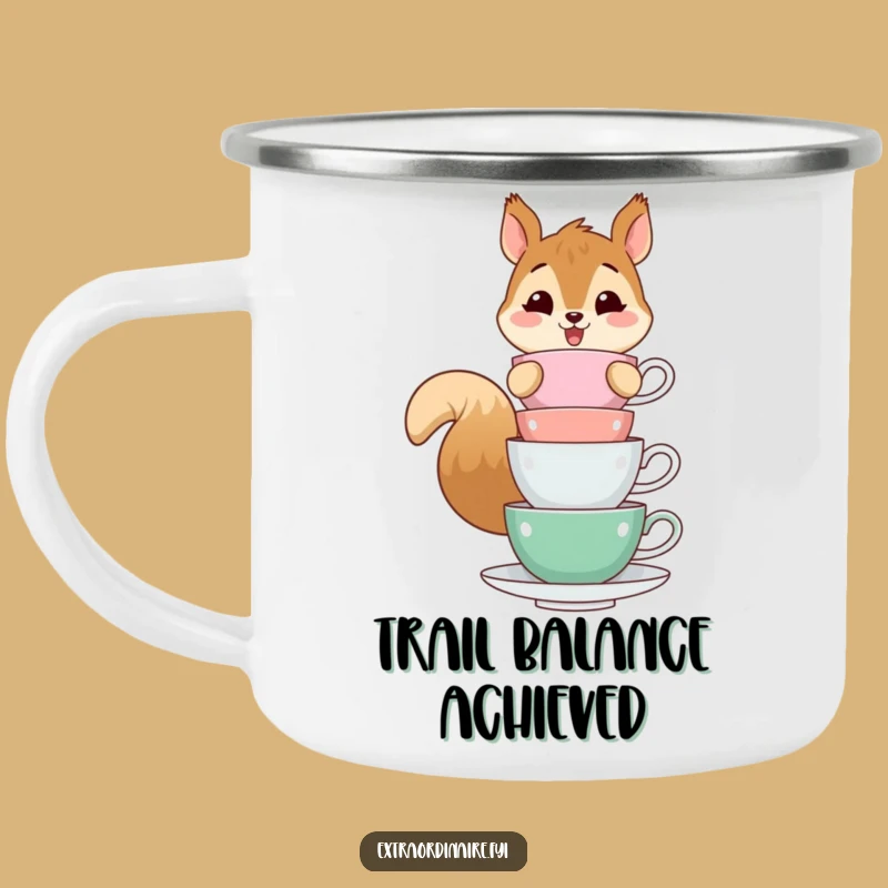 Funny Squirrel Teacup Balance Camping Mug: Whimsical Brews for Your Adventures!