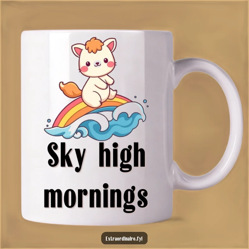 Funny Rainbow Rider Animal Mug - Cheerful Character Gift for Happy Mornings