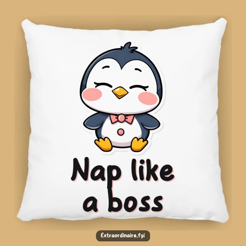 Funny Dapper Penguin Wink Pillow: Cozy Comfort with a Confident Character