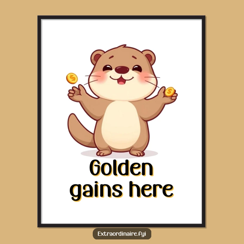 Funny Otter Juggling Art Print - Instant Playfulness for Your Walls