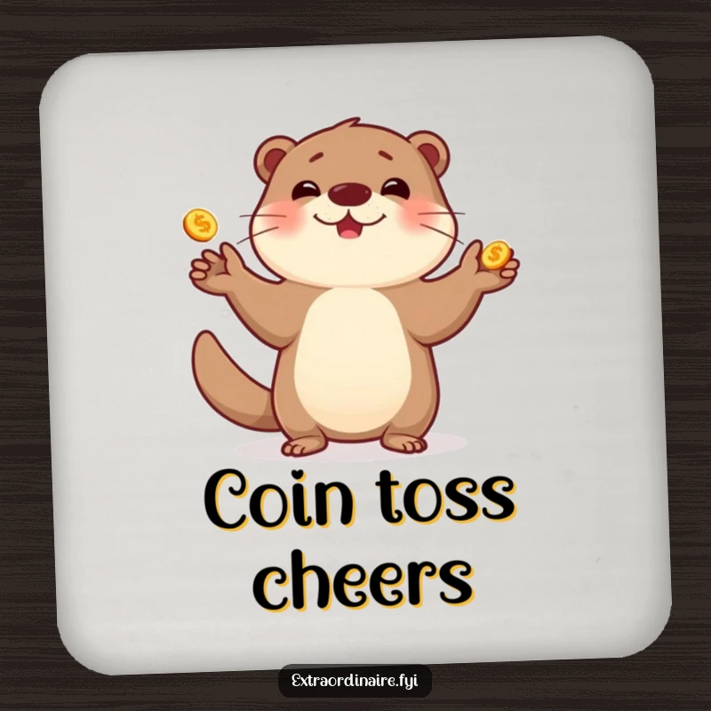 Funny otter coaster, skillfully juggling golden coins, adding playful and aquatic protection to surfaces.
