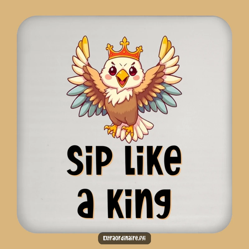 Funny Majestic Eagle Crown Coaster: Protect Your Domain with Royal Flair