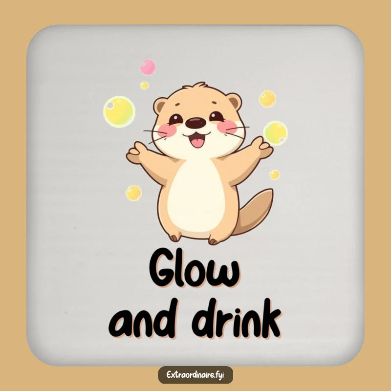 Funny Otter Juggling Coaster Set - Protect Surfaces with Playful Charm