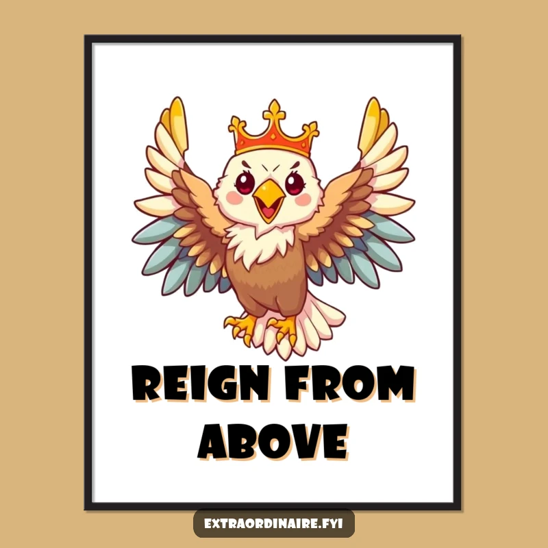 Funny Majestic Eagle Crown Poster: Regal Artwork for a Powerful Statement