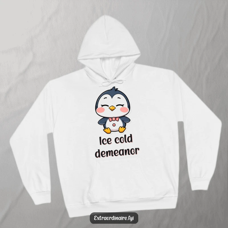 Funny Penguin Hoodie: A stylish penguin wearing a tuxedo gives a confident wink, perfect for a cozy and humorous addition to any wardrobe.
