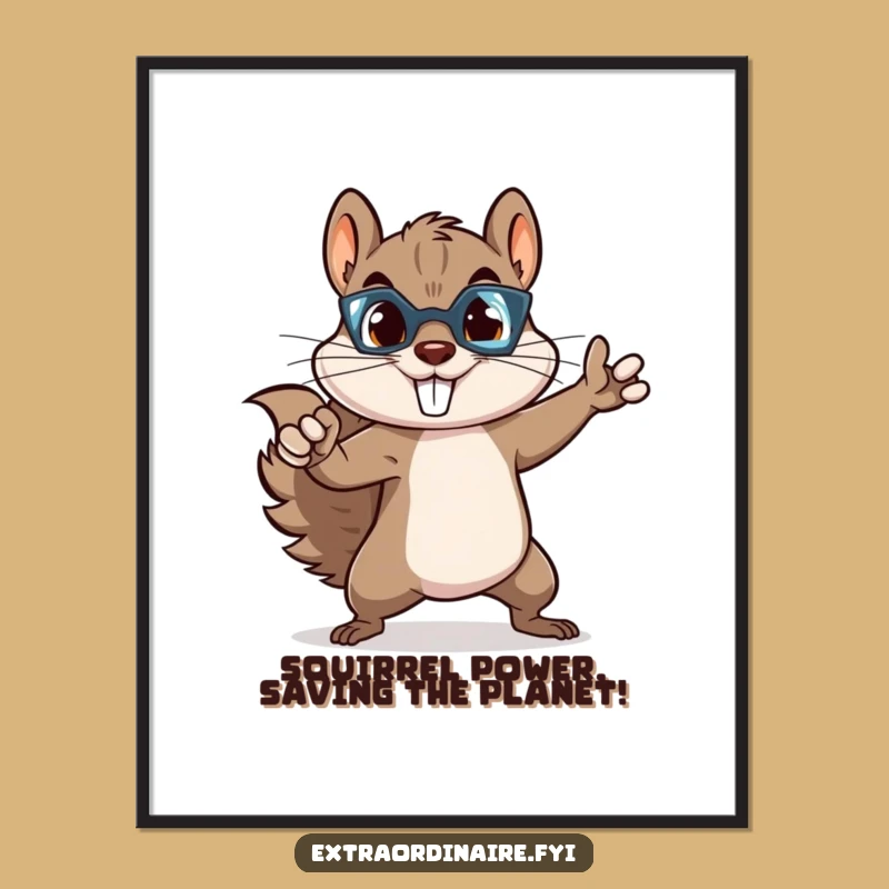 Free Printable Funny Squirrel Superhero Wall Art - Downloadable Humorous Decor!