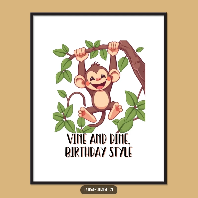 Free Printable Wall Art: Mischievous Monkey swinging, hilarious downloadable art for your space!