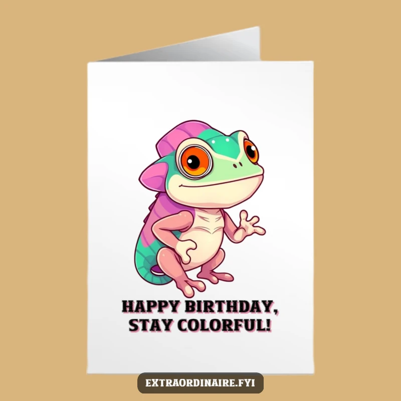Chameleon Birthday Card Free Printable: Vibrant Colors Downloadable Celebration Gift