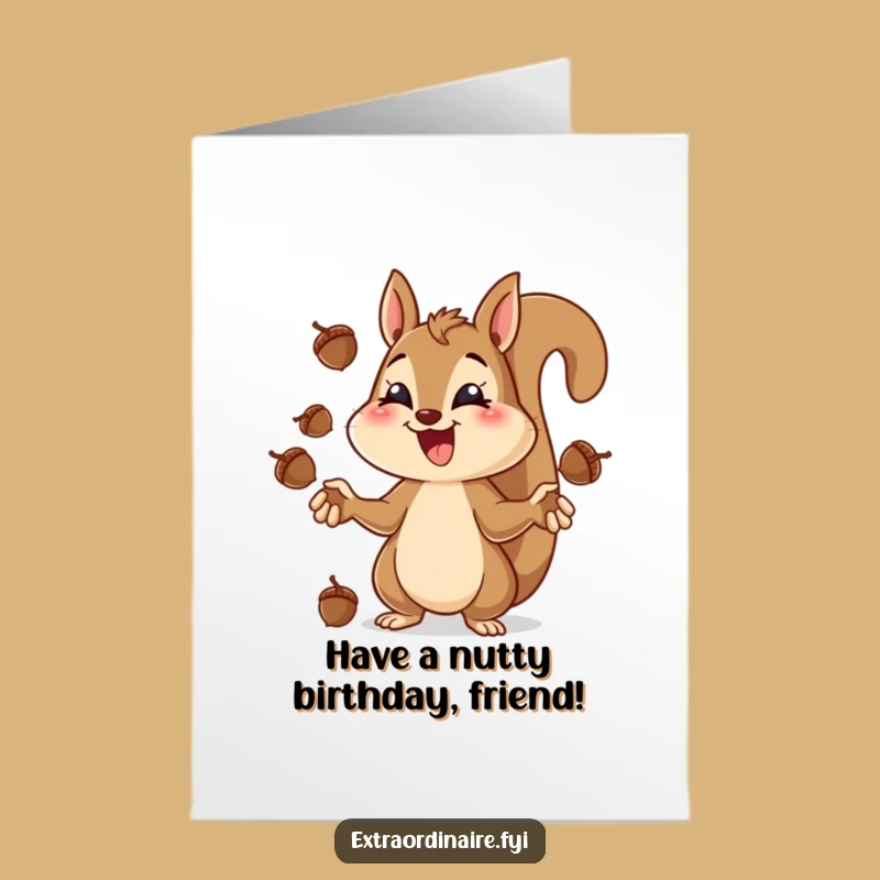 Juggling Squirrel Free Printable Birthday Card - Acorn Acrobat Downloadable Gift