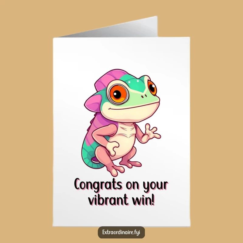 Chameleon Congratulations Card Free Printable: Bold Colors Downloadable Achievement Gift