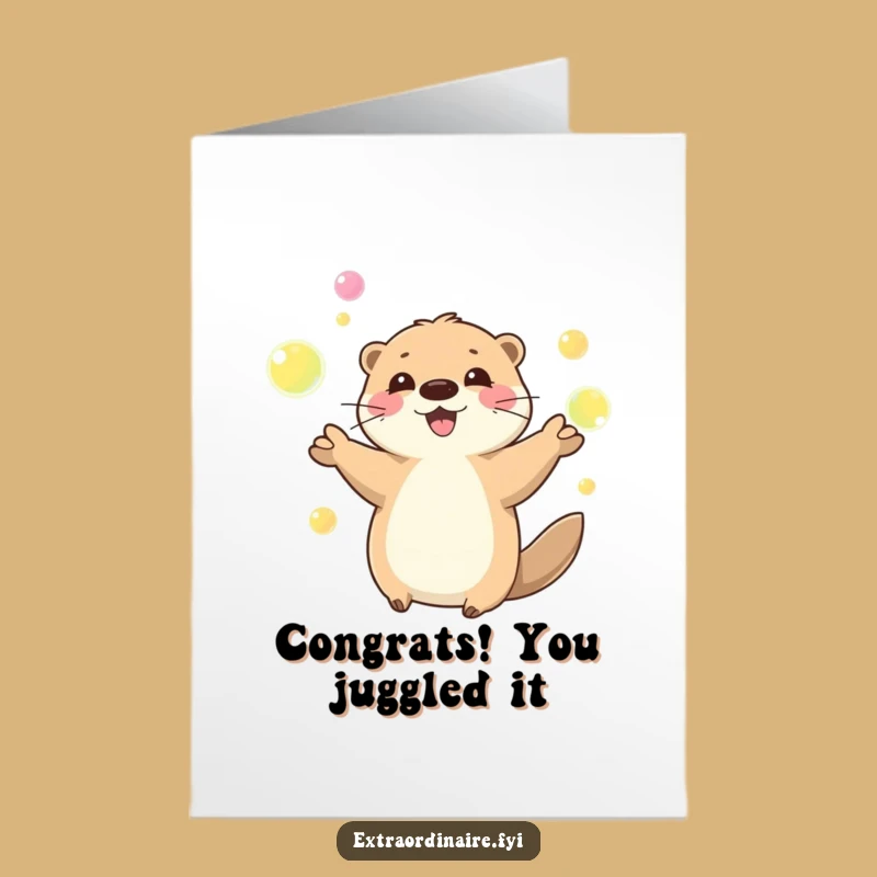 Otter Congratulations Card Free Printable: Juggling Success Downloadable Achievement Gift