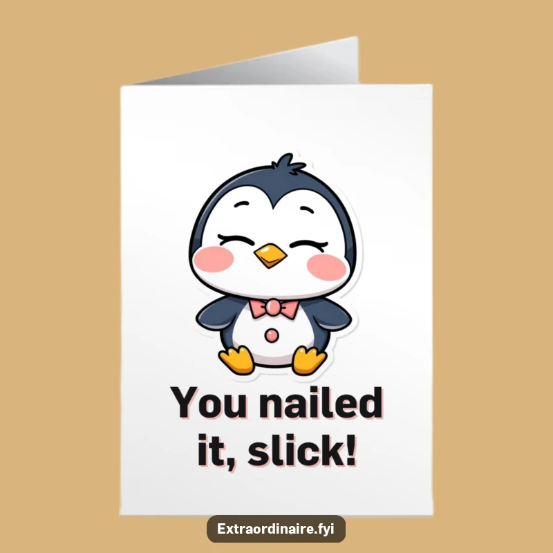 Free Printable Penguin Congrats Card: Dapper Wink for a Chic Downloadable Gift