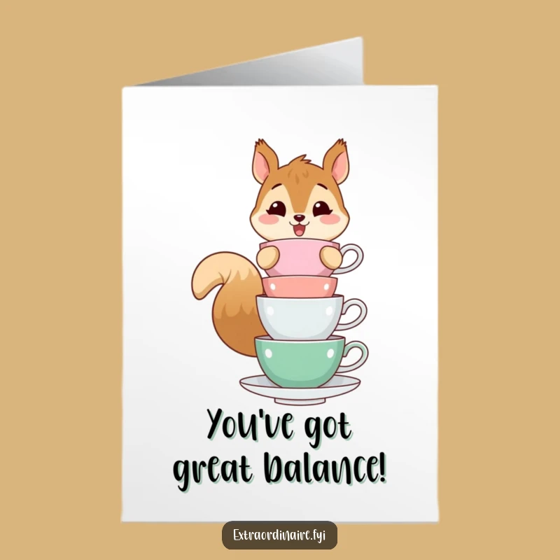 Witty Free Printable Congratulations Card: Squirrel Teacups, Unique Downloadable Gift