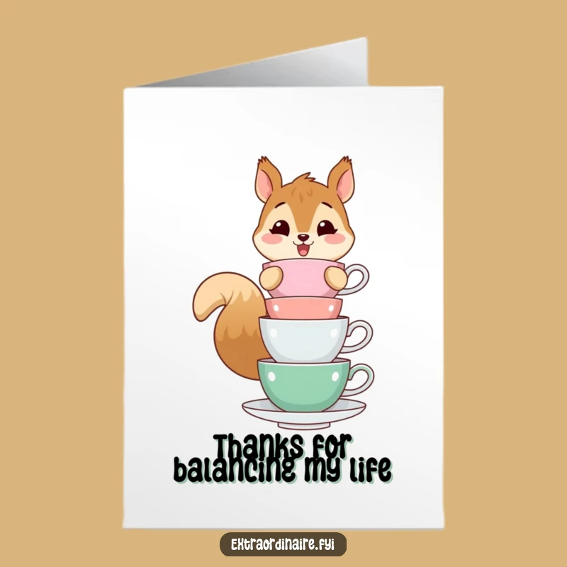 Charming Free Printable Thank You Card: Squirrel & Teacups, Thoughtful Downloadable Gift
