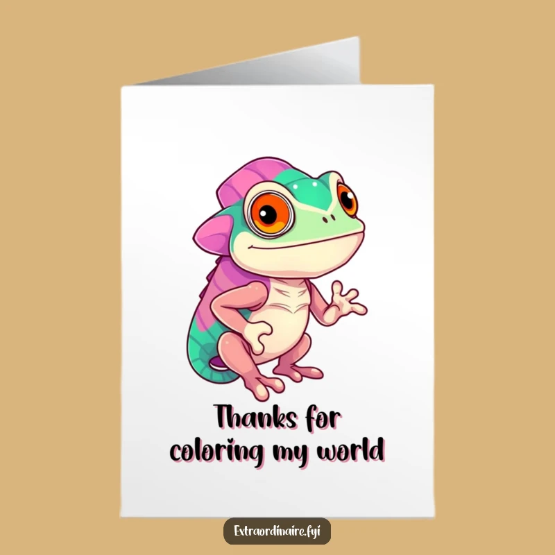 Chameleon Thank You Card Free Printable: Colorful Gratitude Downloadable Appreciation Gift