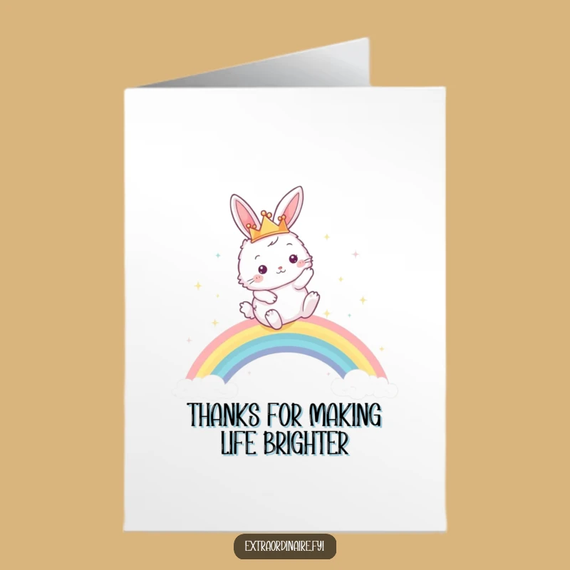 Free Printable Thank You Card: Bunny Rainbow Leap Funny Downloadable Gift