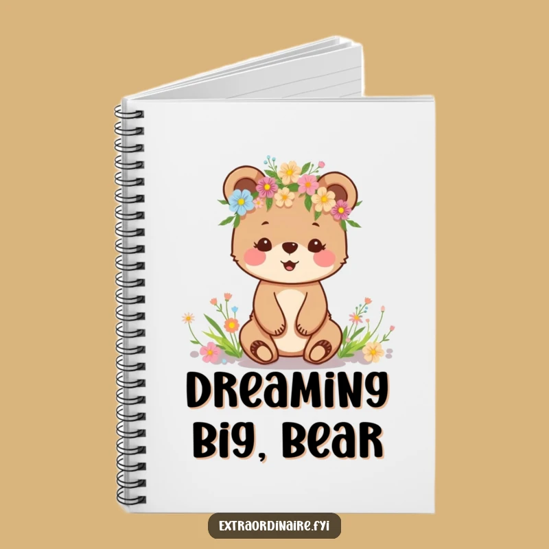 Funny Bear Cub Flower Crown Notebook: Nature's Thoughts, Creative Funny Gift!