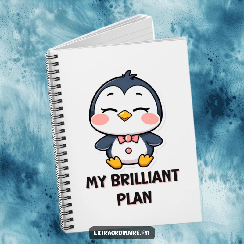 Funny Penguin Notebook: A dapper penguin giving a confident wink adorns this notebook, encouraging witty notes and creative ideas.