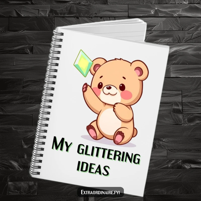 Funny Bear Cub Gem Notebook: A notebook with a funny illustration of a playful bear cub batting at a luminous, hovering gem. For your notes.
