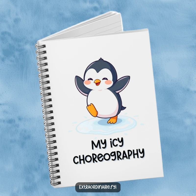 Funny penguin dance notebook featuring a penguin doing a goofy dance, perfect for jotting down funny notes and ideas.