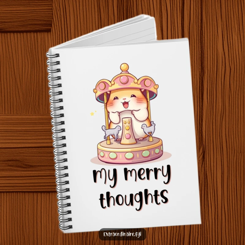 Funny Hamster Carousel Notebook: A happy hamster spins a magical carousel, inspiring funny thoughts and creative writing.