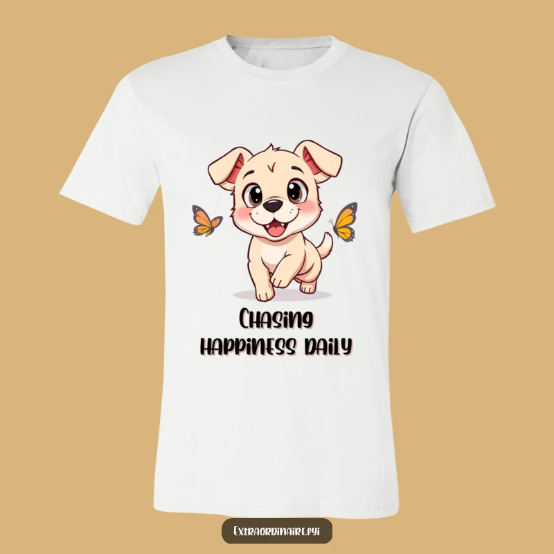 Funny Dog Butterfly Chase T-Shirt: Expressive Pet Humor Tee
