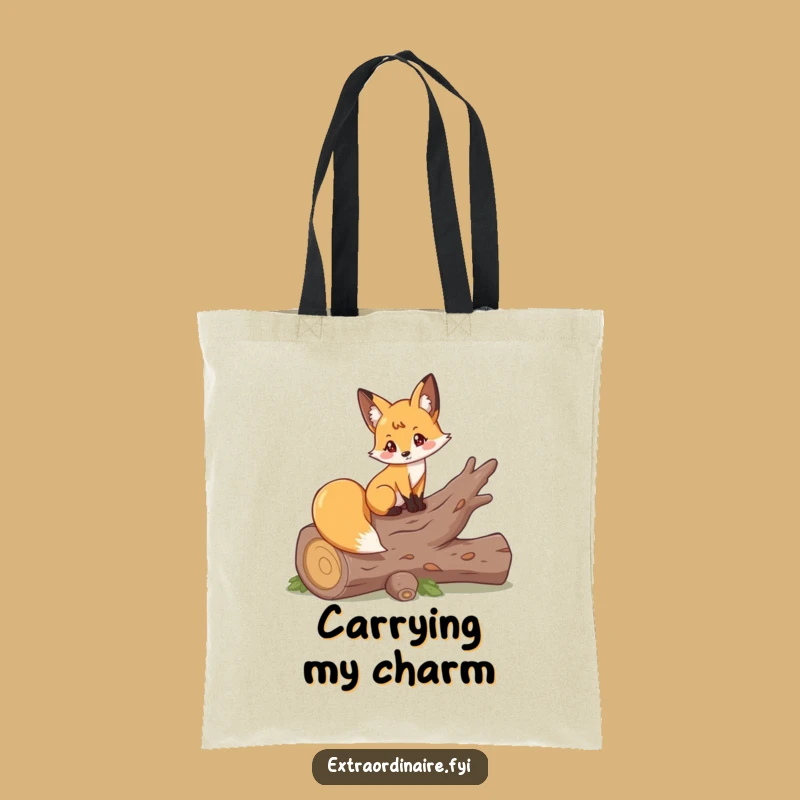 Funny Fox Log Pose Tote Bag: Carry Woodland Style, Chic Funny Gift!