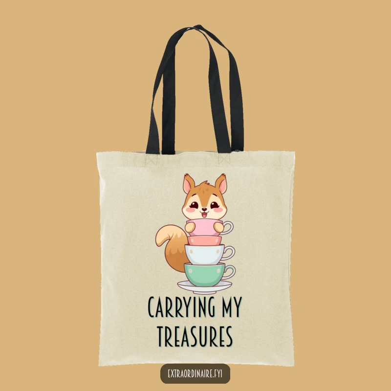 Funny Squirrel Teacup Balance Tote Bag: Carry Your Whimsy with This Bag!