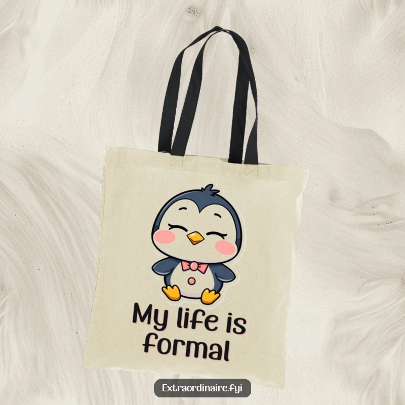 Funny Penguin Tote Bag: A dapper penguin in a tuxedo delivers a confident wink, making this tote both stylish and amusing.